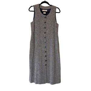 Orvis Sleeveless Tweed Button-Front Dress Wool Blend USA Size 6 Petite
